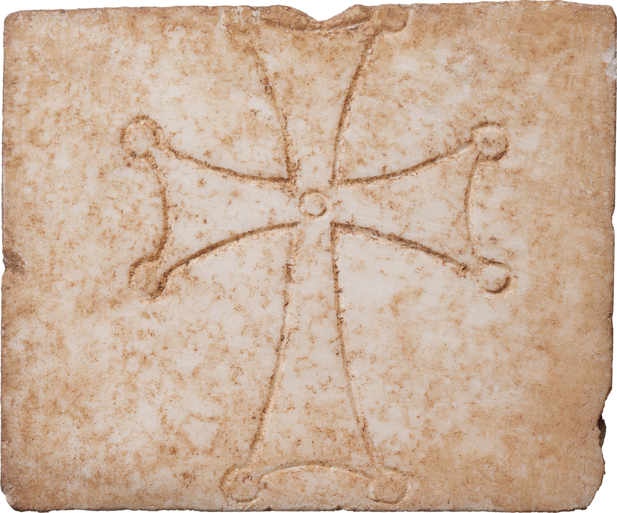 Marble Piece with Cross Engraving